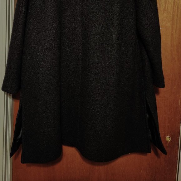 Women's Liz Claiborne Black Textured Wool Full Length Winter Coat Size 16 - Picture 5 of 5